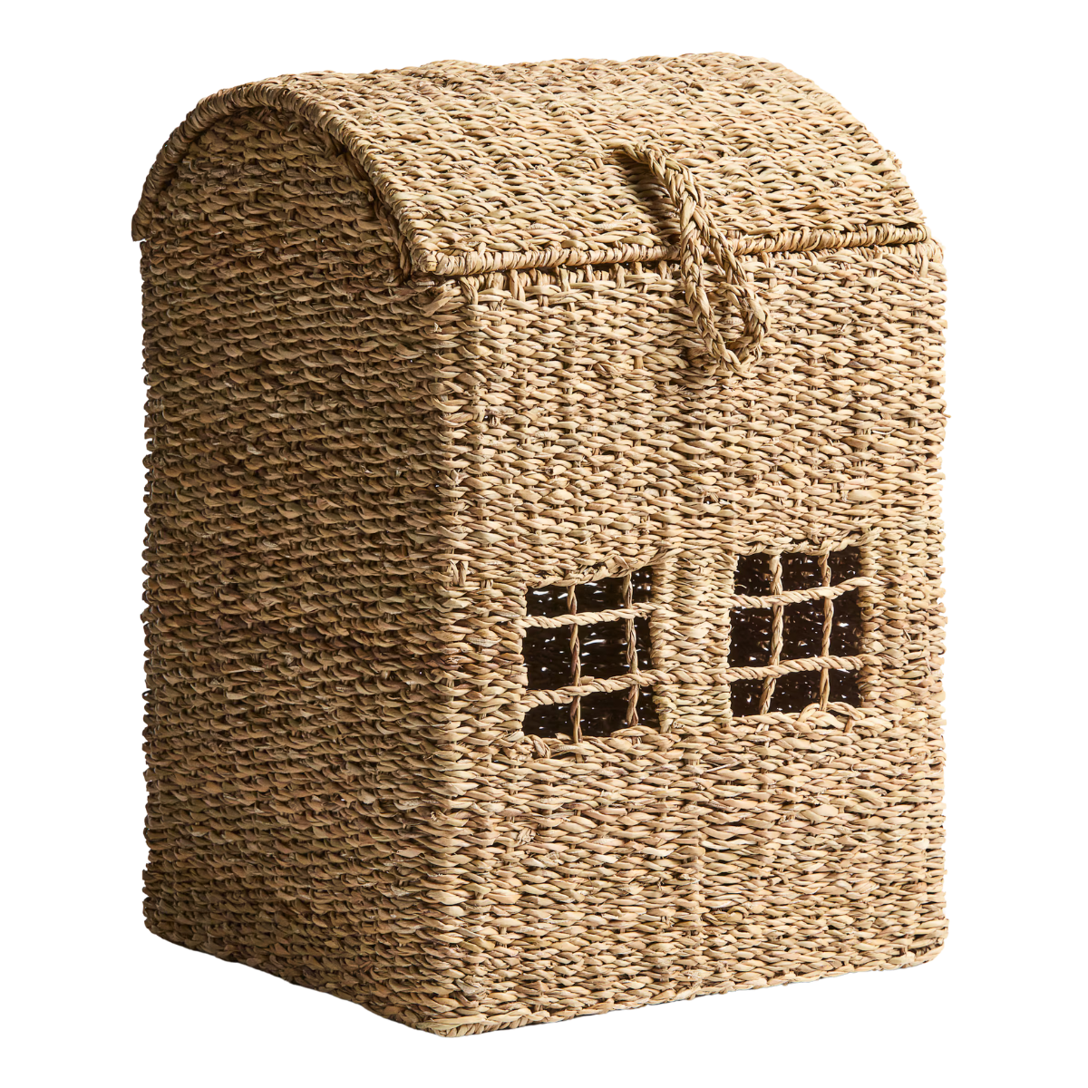 a rattan house shape storage basket