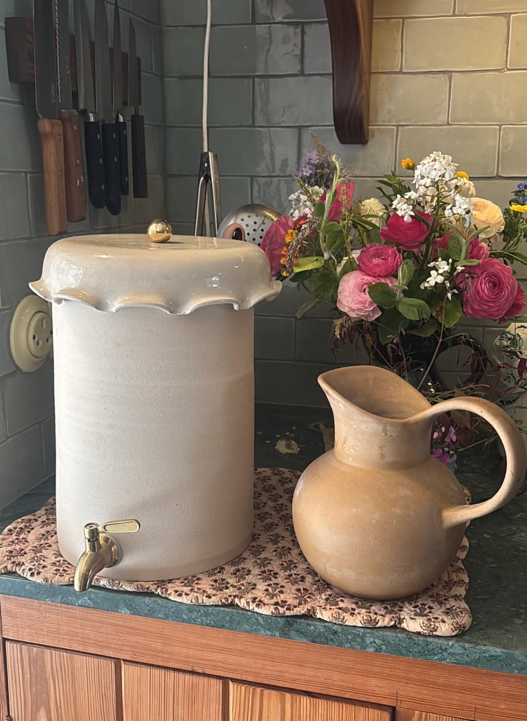 endless rhythm luxury water filter pictured ceramic custom made pretty water filter on a kitchen counter 