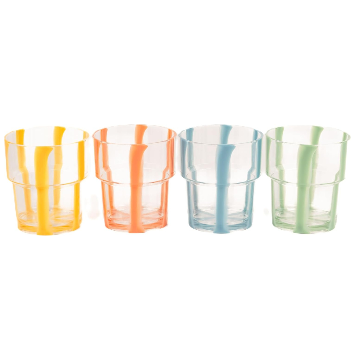 set of 4 multicoloured stripe tumblers